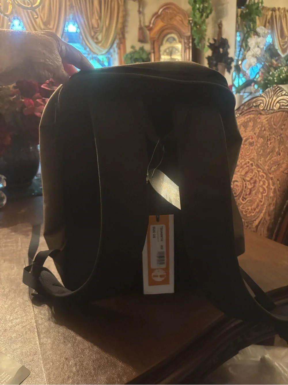 Timberland Dark Olive Green Canvas Backpack with Black Accents